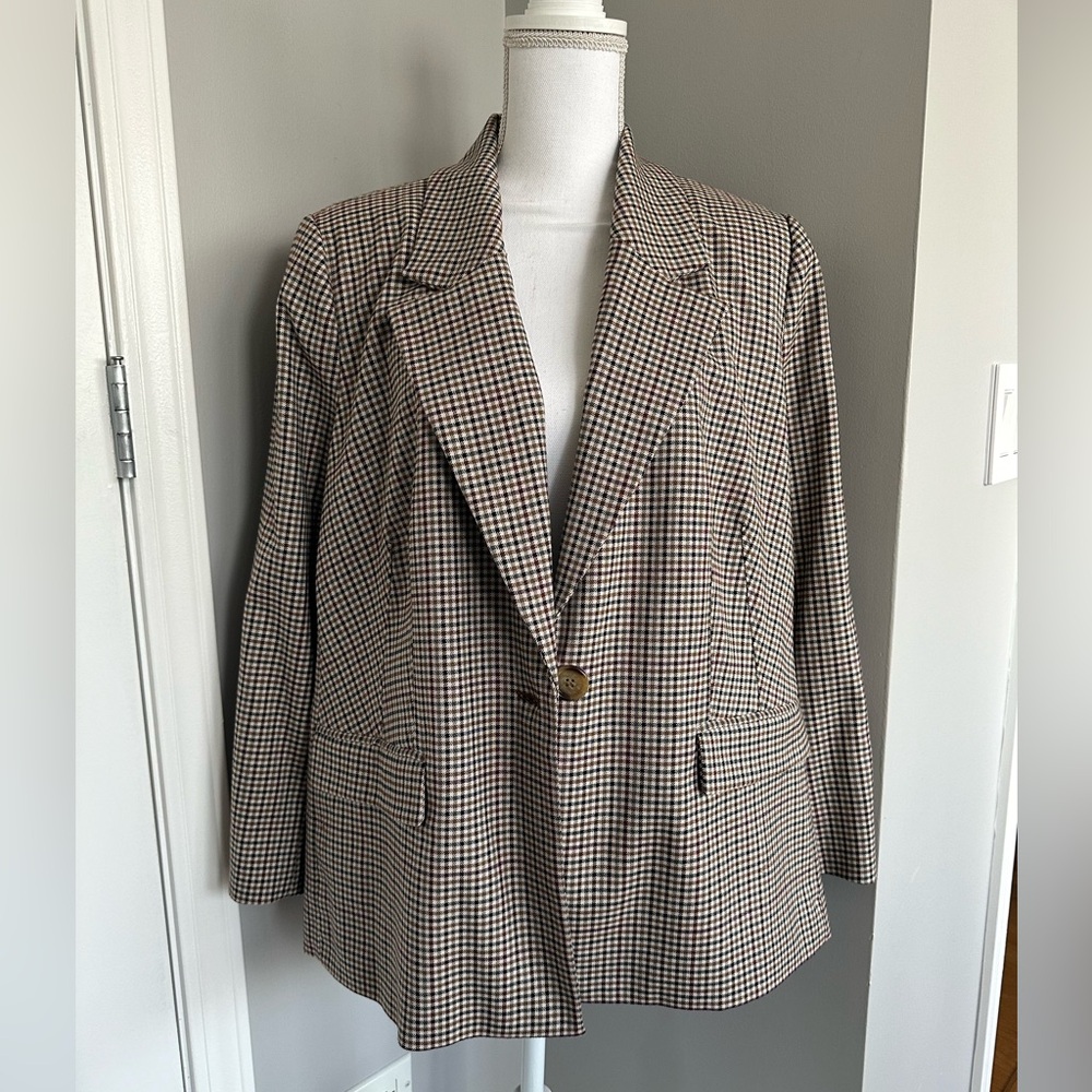 Halogen gingham one button blazer Size 1X